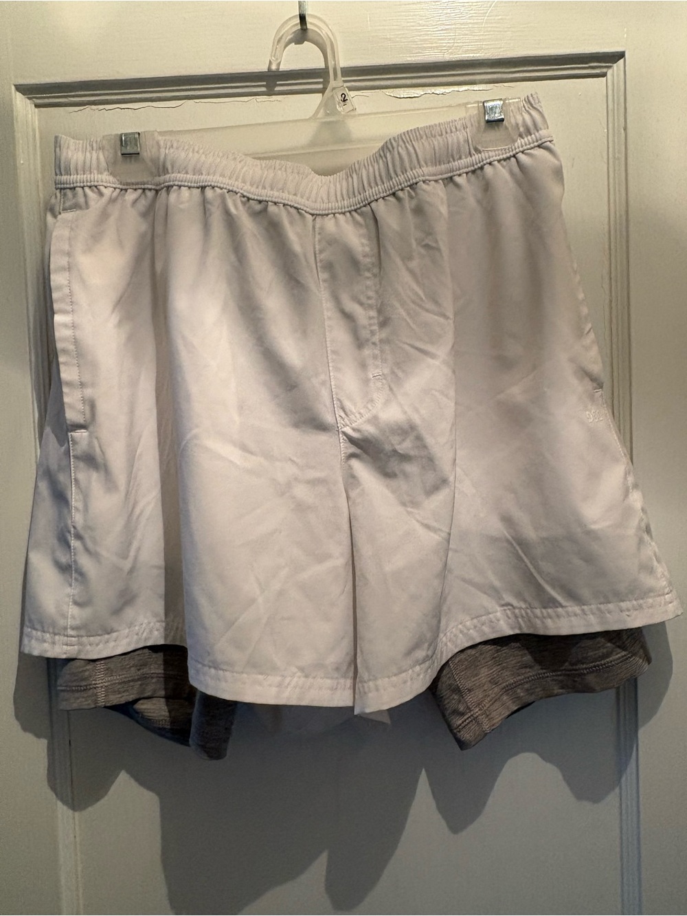 DSG White Layered Athletic Shorts with Gray Inner Liner
